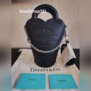 TIFFANY & CO Return To Tiffany Mini Heart Crossbody Bag Black Leather RTT NWT